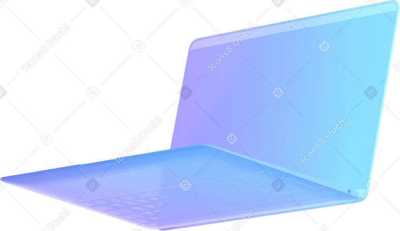 3D Transparenter laptop mit farbverlauf PNG, SVG