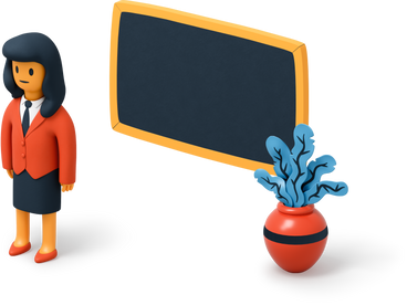 School teacher standing in front of a chalkboard PNG, SVG