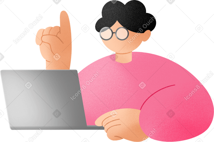 Junger mann, der an einem laptop arbeitet PNG, SVG