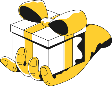 hand with gift box PNG, SVG
