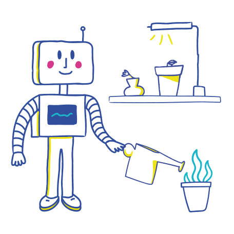 Robo-gardener Illustration in PNG, SVG