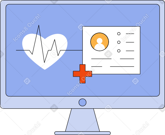 monitor with prescription and heartbeat Illustration in PNG, SVG
