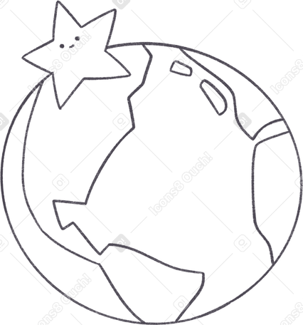 globe and the star Illustration in PNG, SVG