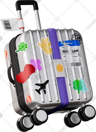 suitcase with stickers PNG, SVG