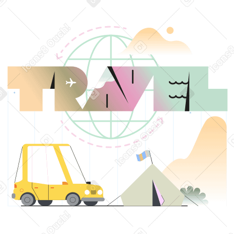 Travel by car Illustration in PNG, SVG