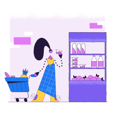 Woman buying groceries in store PNG, SVG