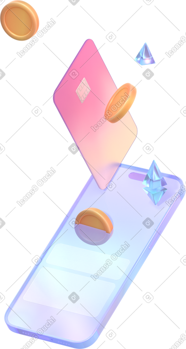 Abstract  phone with coins and card PNG, SVG