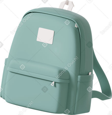 3D green backpack Illustration in PNG, SVG