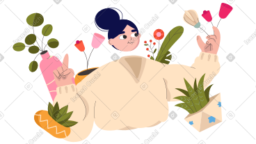 鲜花环绕的花店 PNG, SVG