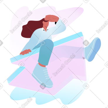 女子沿箭头前进 PNG, SVG