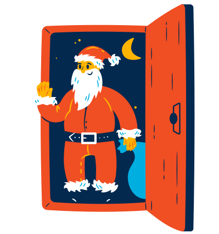 Santa at the door Illustration in PNG, SVG