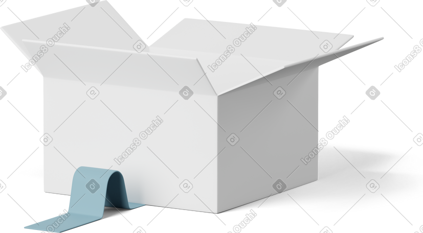 3D open white cardboard box PNG, SVG