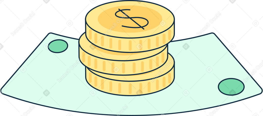 paper money and coins PNG, SVG