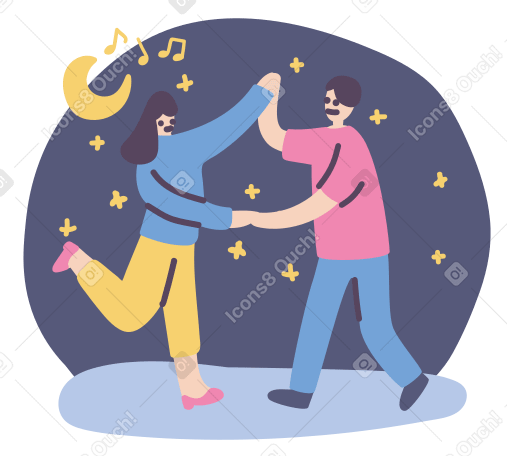 Man and woman dancing under the moon and stars PNG, SVG