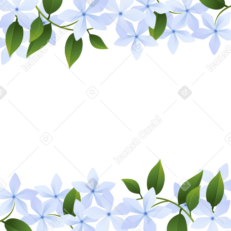 Publicación de instagram con pequeñas flores azules alrededor de los bordes. PNG, SVG