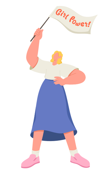 Woman carrying a Girl Power flag PNG, SVG