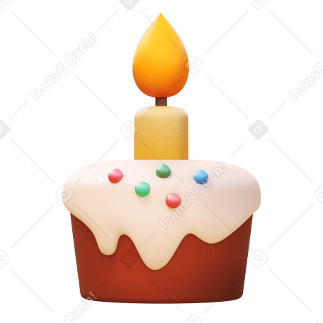 3D cute cake PNG, SVG