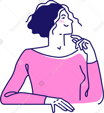 woman sitting with chin on hand PNG, SVG