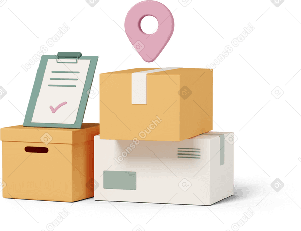 3D delivery package boxes Illustration in PNG, SVG