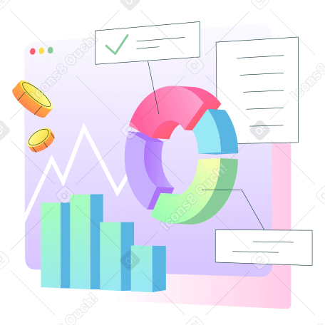 Ilustración animada de Analítica financiera para la planificación y previsión empresarial en GIF, Lottie (JSON), AE