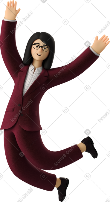 Businesswoman in red suit jumping PNG, SVG