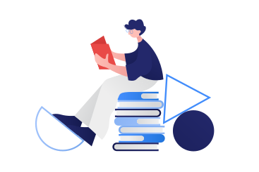 A person sitting on top of a stack of books PNG, SVG