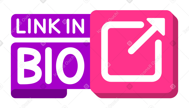 Link de adesivo de letras no texto bio rosa roxo PNG, SVG
