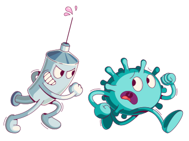 Virus running from a syringe with vaccine PNG, SVG