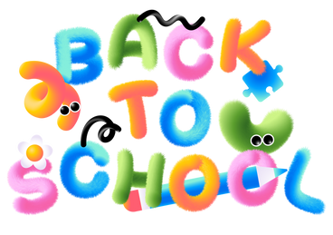Lettering Back to School with pencil and puzzle text PNG, SVG