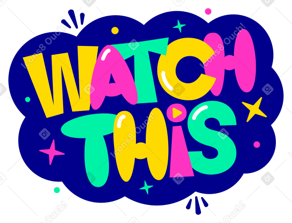 lettering sticker watch this multicolor Illustration in PNG, SVG