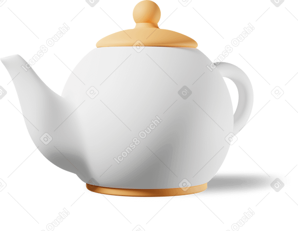 3D White tea pot Illustration in PNG, SVG