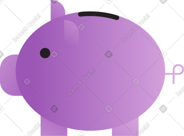 Purple piggy bank PNG, SVG
