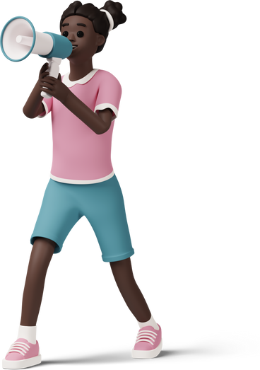 girl screaming into megaphone PNG, SVG