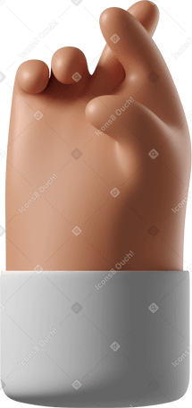 3D Tanned skin hand with crossed fingers Illustration in PNG, SVG