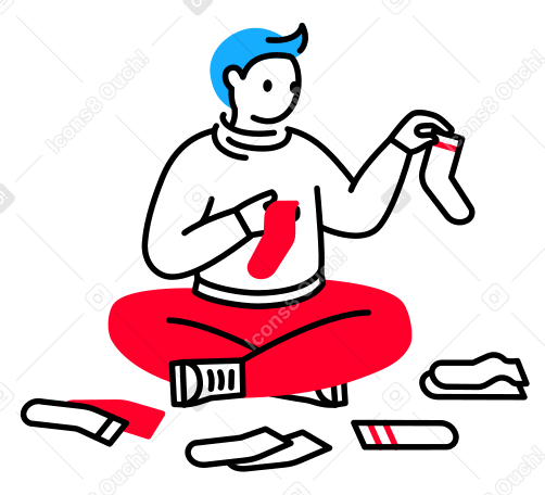 Man sorts his socks Illustration in PNG, SVG