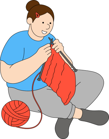 Giovane donna che lavora a maglia PNG, SVG