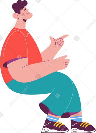 сидящий мужчина что-то показывает в PNG, SVG