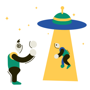 Man watching a boy being abducted by aliens PNG, SVG