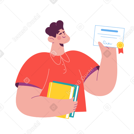 Man received a certificate Illustration in PNG, SVG
