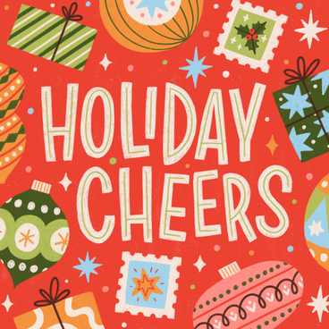 lettering holiday cheers with Christmas ornaments and presents PNG, SVG
