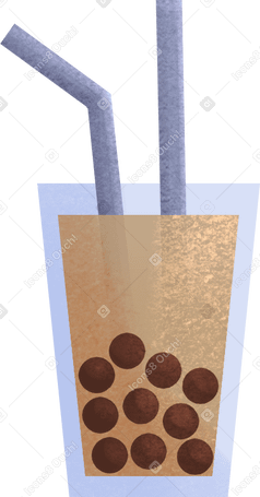 bubble tea with straws PNG, SVG