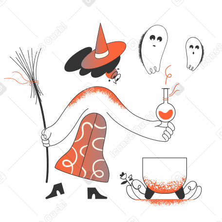 Bruxa com poção fantasma PNG, SVG