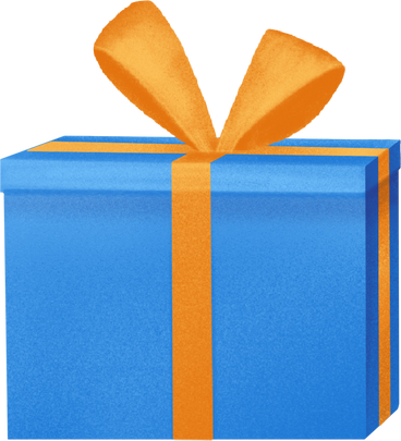 blue holiday box with yellow ribbon PNG, SVG