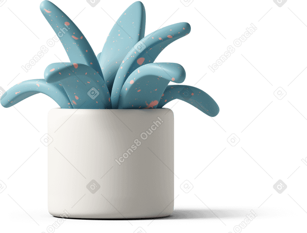 3D spotted blue succulent in white pot PNG, SVG