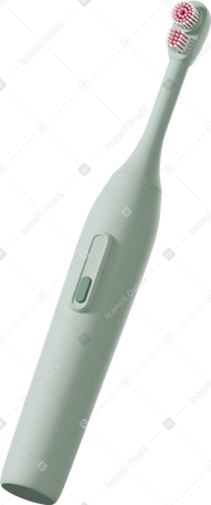 3D green electric toothbrush Illustration in PNG, SVG