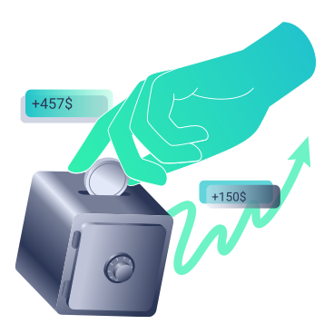 La mano mette una moneta nella cassaforte PNG, SVG