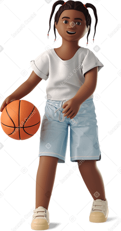 3D girl playing basketball PNG, SVG