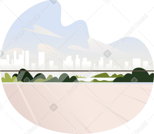 terraced view of the city Illustration in PNG, SVG