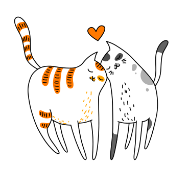 Cats in love rubbing heads on each other PNG, SVG
