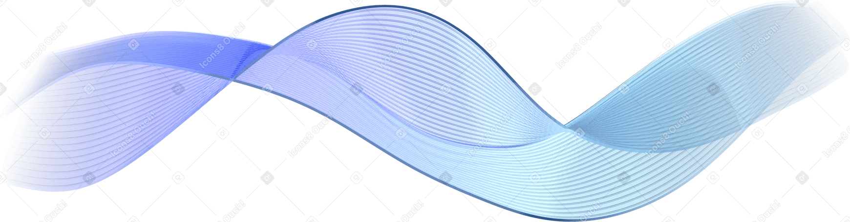 Ilustração animada de 3D Ondas sedosas etéreas azuis em GIF, Lottie (JSON), AE